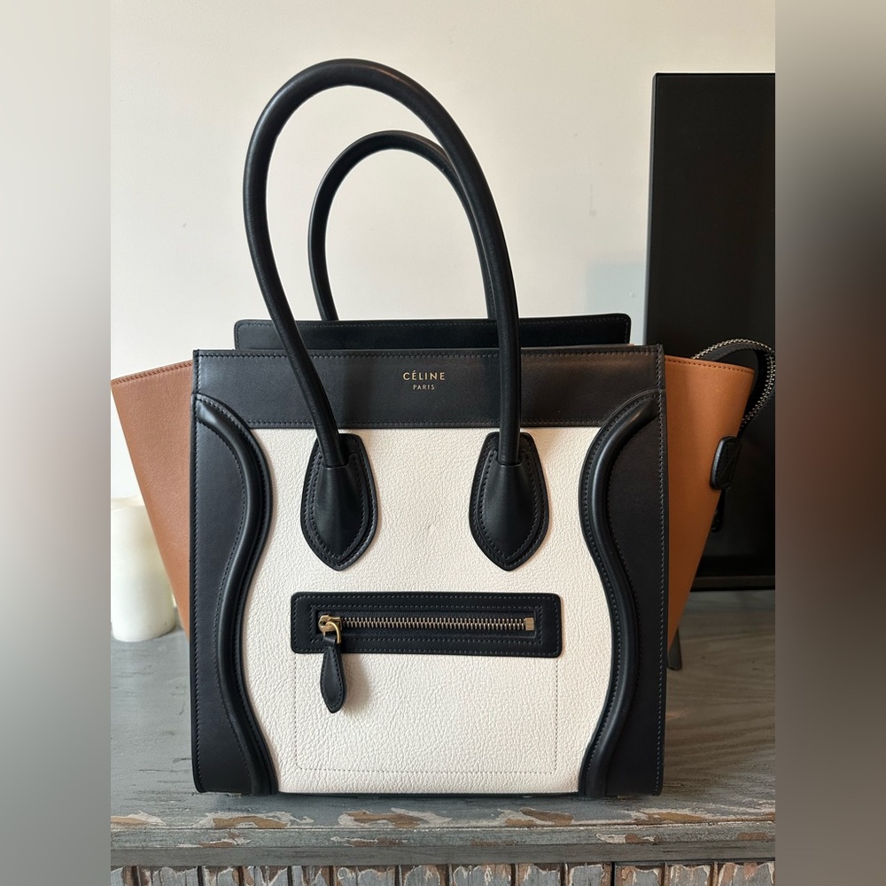 Celine Micro Luggage Bag in tumbled baby calfskin
